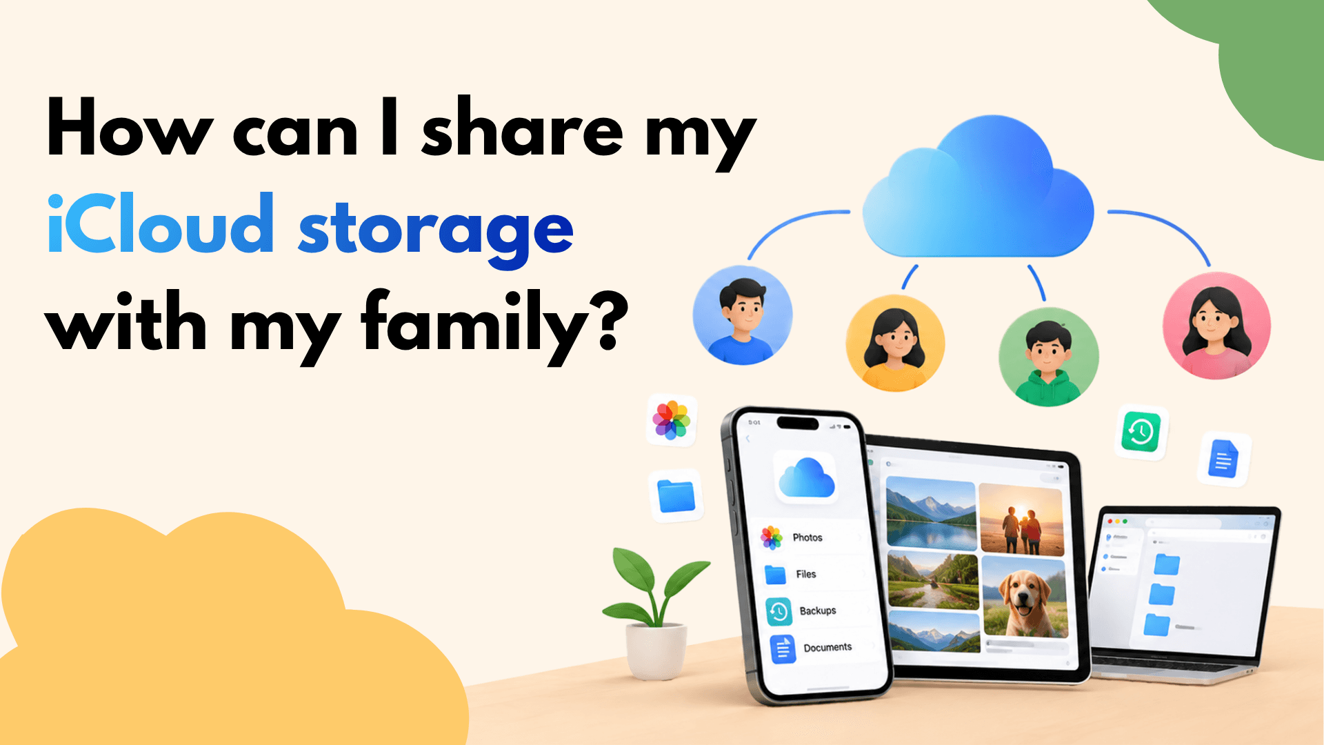 How can I share my iCloud storage with my family?